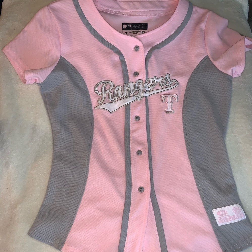 Texas Rangers baseball pink jersey